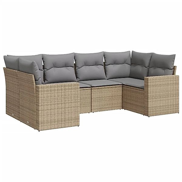 vidaXL 6-Tlg Garten-Sofagarnitur mit Kissen Beige Poly Rattan 3251716 günstig online kaufen