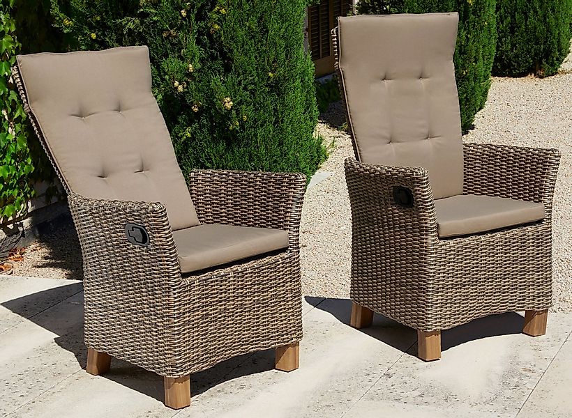 MERXX Gartenstuhl Toskana, TOPSELLER! (Set, 2 St), 2er Set, Polyrattan/Akaz günstig online kaufen