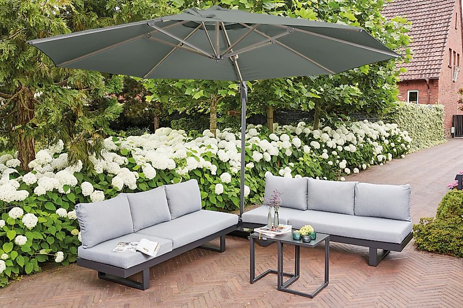 Siena Garden Ampelschirm Ø 350 cm Grün mit Kurbelmechanik günstig online kaufen