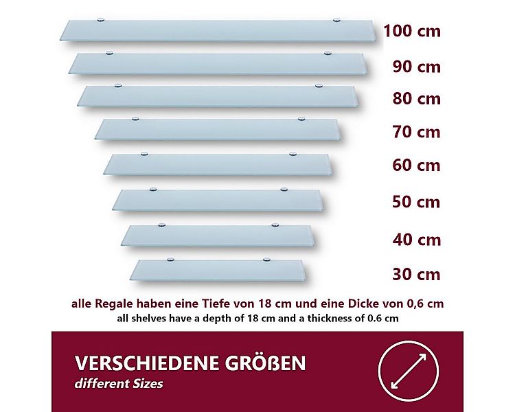 HOOZ Wandregal Glasregal, Wandablage ESG 18cm tief, rechteckig, inkl. Halte günstig online kaufen