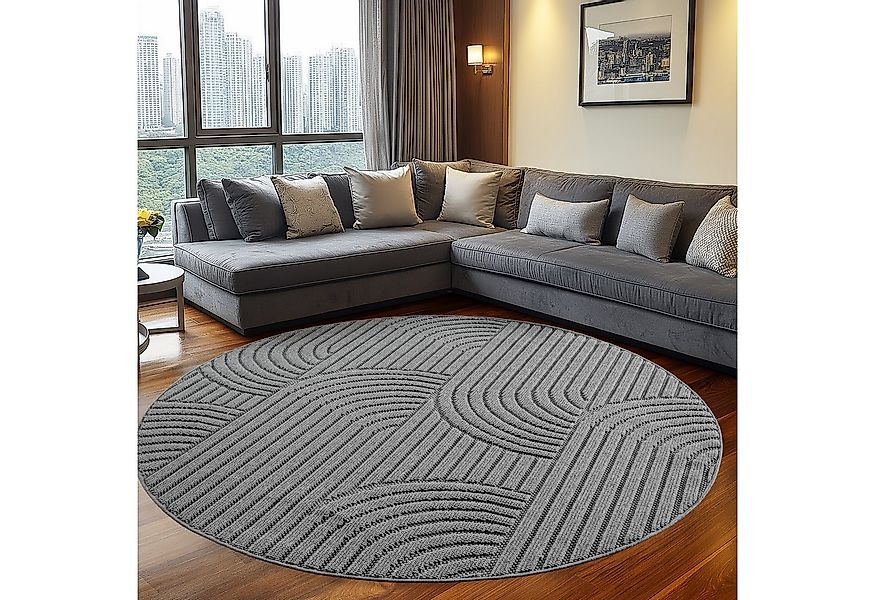 Teppium Teppich Skandinavischer Boho-Teppich mit Schlingenmuster, Rund, Höh günstig online kaufen