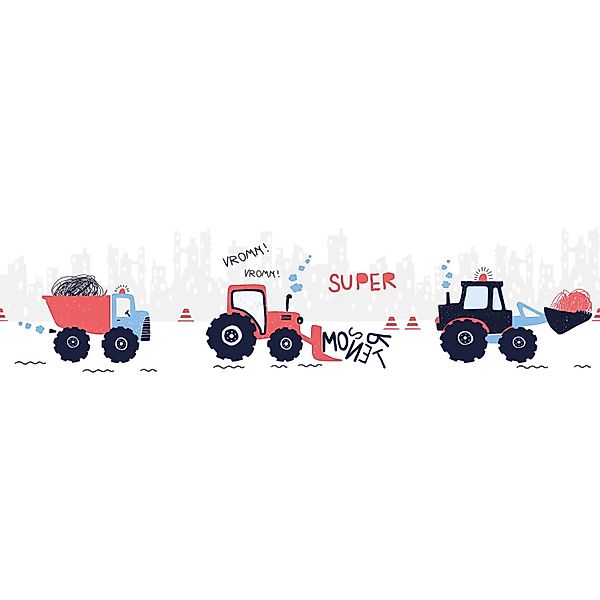 Bricoflor Traktor Tapete als Bordüre für Kinderzimmer Kinder Bordüre Selbst günstig online kaufen