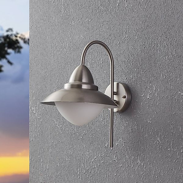 Wandleuchte Sidney, Edelstahl, Glas, E27 günstig online kaufen