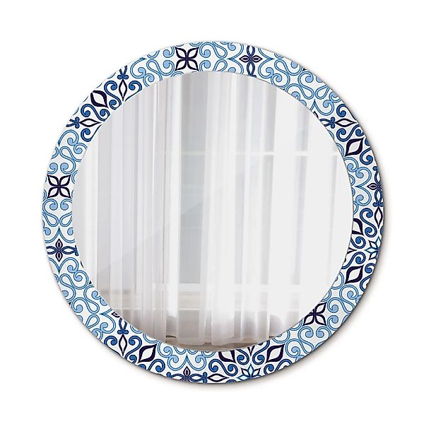 Tulup Spiegel mit Aufdruck Blaues arabisches Muster 90x90 cm Runder Spiegel günstig online kaufen