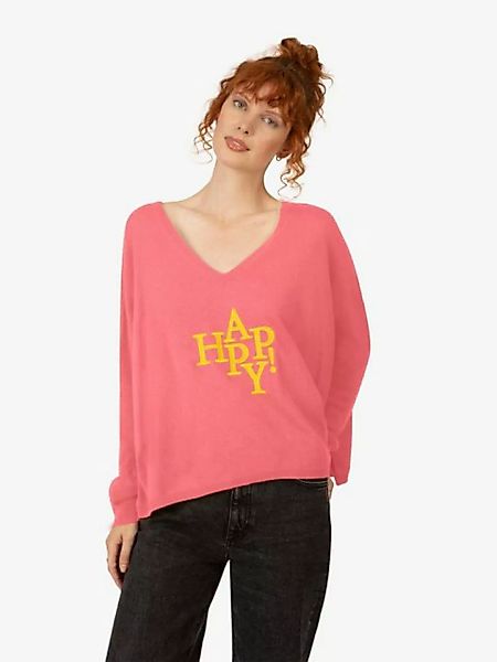 Rainbow Cashmere V-Ausschnitt-Pullover mit V-Ausschnitt und Stickerei auf d günstig online kaufen