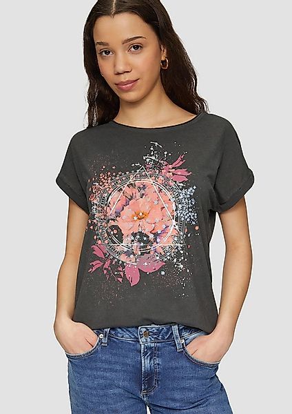 QS Kurzarmshirt T-Shirt Oversize-Shirt in gewaschener Optik mit Frontprint günstig online kaufen