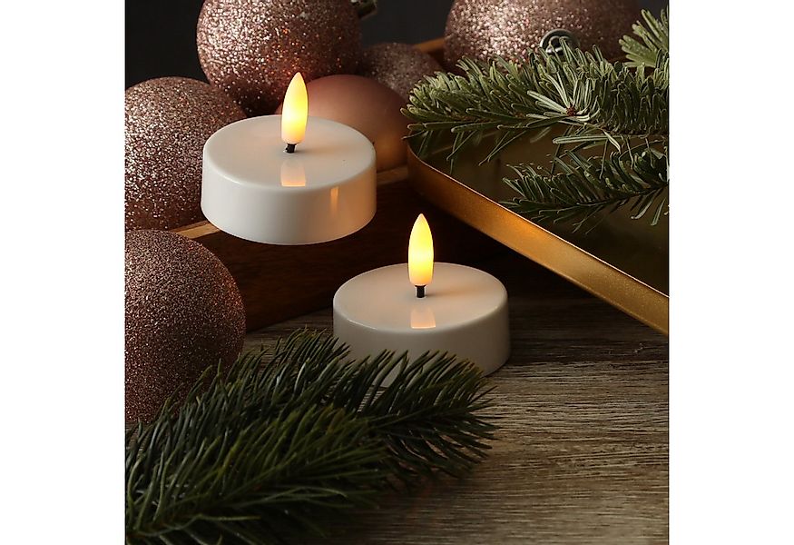 Adilina LED-Kerze LED Maxi Teelichter Kunststoff 3D Flamme Timer D: 5,8cm w günstig online kaufen