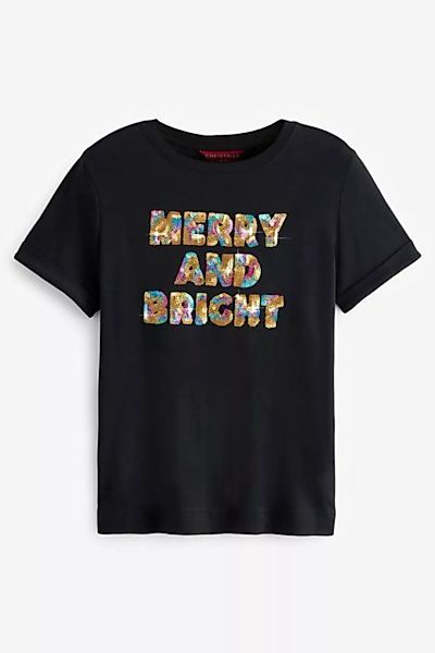 Next T-Shirt Weihnachts-T-Shirt mit Pailletten (1-tlg) günstig online kaufen