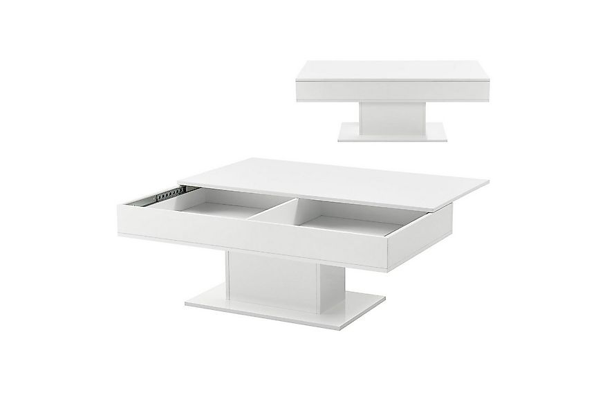 en.casa Couchtisch, »Lünen« Wohnzimmertisch 2 Staufächer 40x110x60cm Weiß H günstig online kaufen