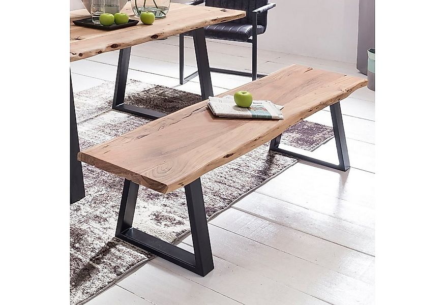 FINEBUY Essbank FB51969 Baumstamm Esszimmerbank 160 cm Baumkante Massivholz günstig online kaufen