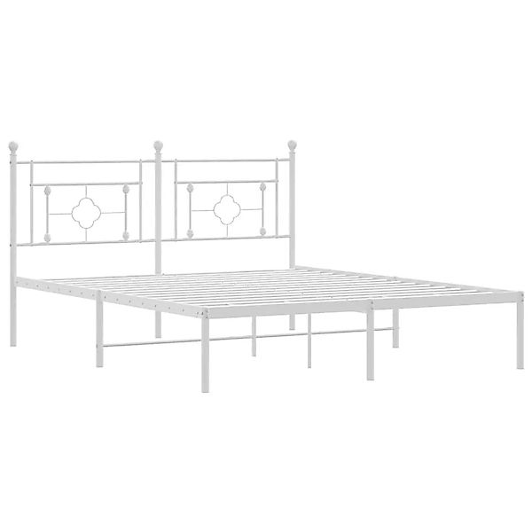 vidaXL Bettgestell mit Kopfteil Metall Weiß 150x200 cm 374390 günstig online kaufen