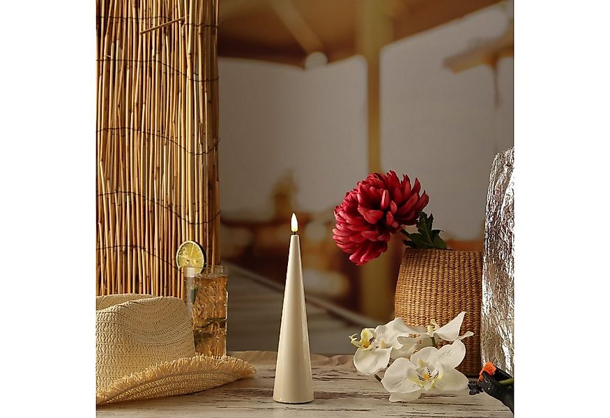 Deluxe Homeart LED-Kerze LED Kegelkerze Lea Deluxe Lack Kegelform flackernd günstig online kaufen