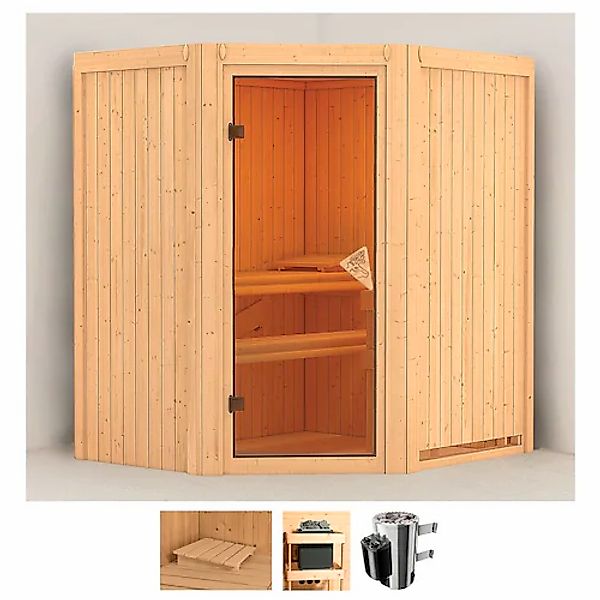 Karibu Sauna »Tomke« Set, 3,6-kW-Plug & Play Ofen mit integrierter Steuerun günstig online kaufen