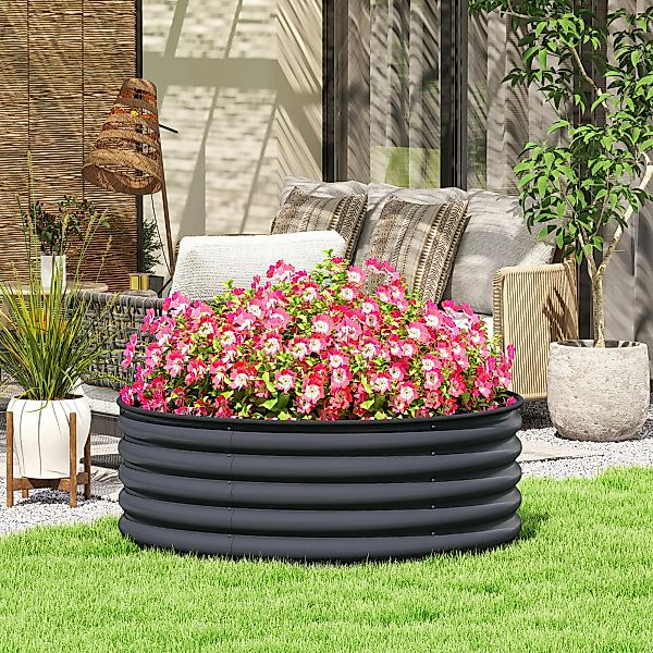 Outsunny Hochbeet aus Stahl, Pflanzbeet Frühbeet Gartenbeet stapelbar Blume günstig online kaufen