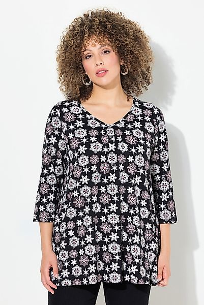 Ulla Popken T-Shirt Shirt Schneeflocken A-Linie günstig online kaufen