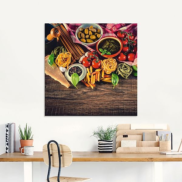 Artland Glasbild "Italienisch mediterrane Lebensmittel" Lebensmittel 1 Stk. günstig online kaufen