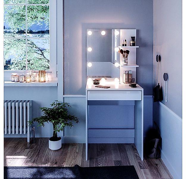 Vicco Schminktisch Isabelle, Weiß, 60 cm mit LED Beleuchtung günstig online kaufen