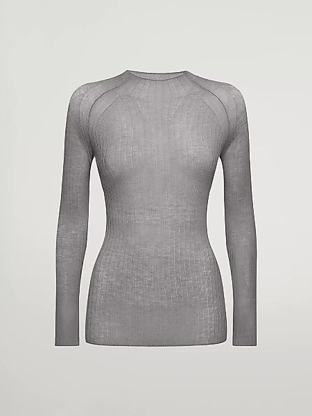 Wolford - Air Wool Contrast Top Long Sleeves, Frau, greymele, Größe: L günstig online kaufen