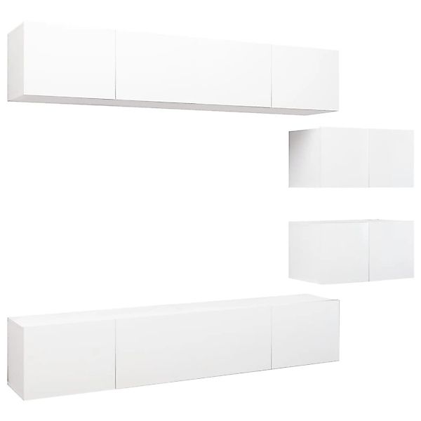 vidaXL 6-Tlg TV-Schrank-Set Weiß Holzwerkstoff 3078726 günstig online kaufen