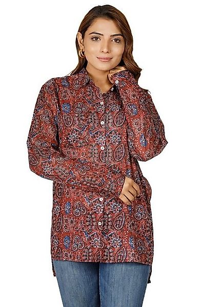 Guru-Shop Longbluse Handbedrucktes Boho Langarmhemd, luftiges.. alternative günstig online kaufen