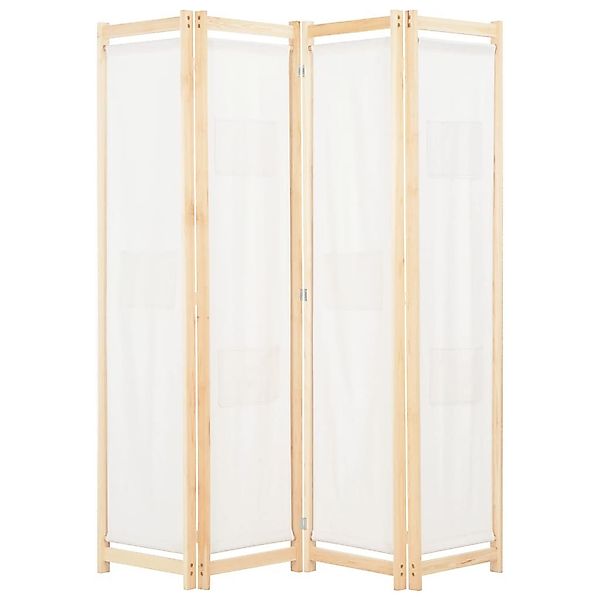 4-teiliger Raumteiler Cremeweiß 160 X 170 X 4 Cm Stoff günstig online kaufen
