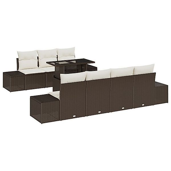 vidaXL Loungesofa 8-teiliges Garten-Sofa-Set mit Kissen Braun Poly Rattan, günstig online kaufen