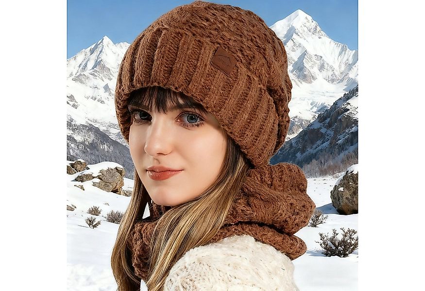 REDOM Strickmütze Winter Mützen- und Schalset Wintermütze (Warm gefüttert w günstig online kaufen