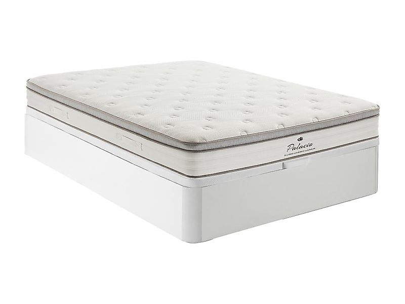 Bett-Set 160x200 cm - Bettkasten Weiß + Taschenfederkernmatratze 7 Zonen + günstig online kaufen