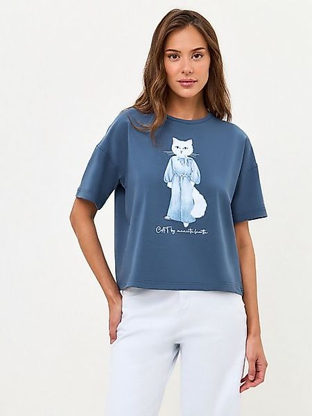 CAT by maniita lacitta Kurzarmshirt Oversized T-Shirt mit Katzenprint DENIM günstig online kaufen