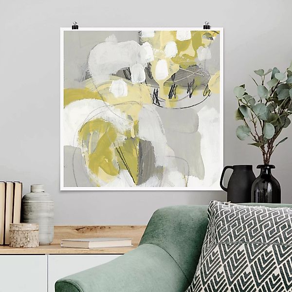 Poster Abstrakt - Quadrat Zitronen im Nebel I günstig online kaufen