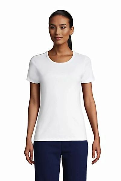 Kurzarm-Rippshirt mit Rundhalsausschnitt, Damen, Größe: L Normal, Weiß, Bau günstig online kaufen