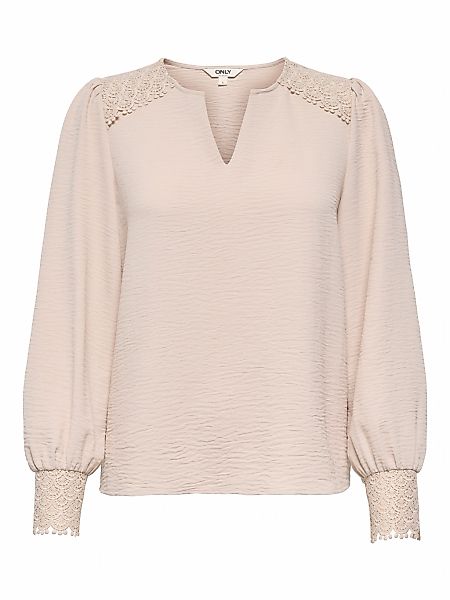 ONLY Langarmbluse "ONLCERENA METTE L/S LACE VNECK TOP WVN" Kunstfaser, regu günstig online kaufen