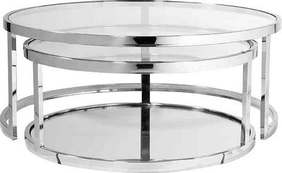 Leonique Couchtisch Couchtisch, 2 rund, Glas, Chromgestell, Sicherheitsglas günstig online kaufen