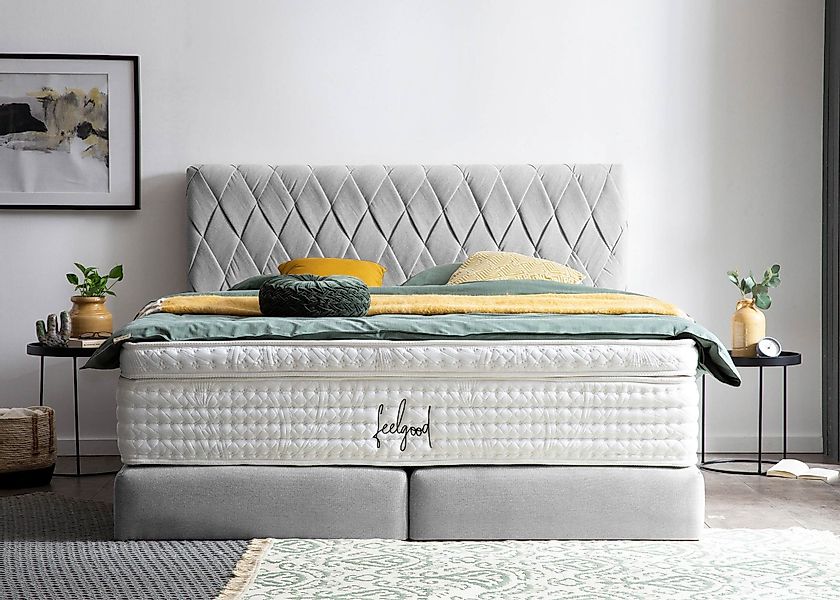 BettCo Boxspringbett Lyon (in Hellgrau Webstoff, günstig online kaufen