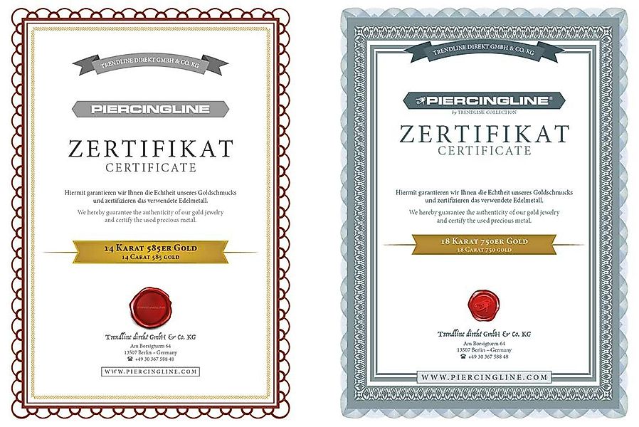 PIERCINGLINE Piercing-Set 14/18 Karat Gold Ohrpiercing günstig online kaufen