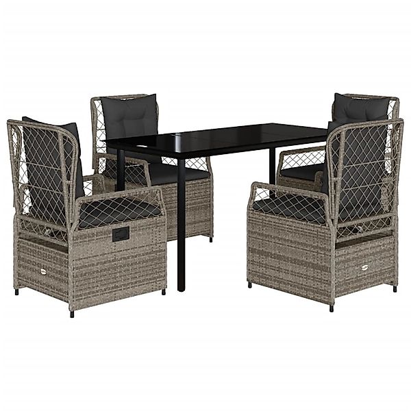 vidaXL 5-Tlg Garten-Essgruppe mit Kissen Grau Poly Rattan 3262994 günstig online kaufen