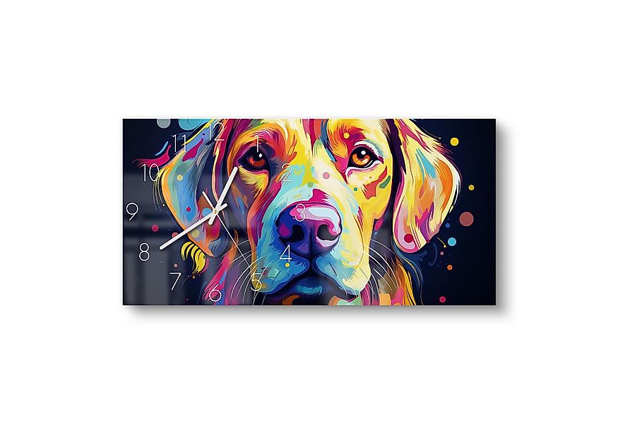 DEQOART Wanduhr 'Bunter Hundeblick' (Glas Glasuhr modern Wand Uhr Design Kü günstig online kaufen