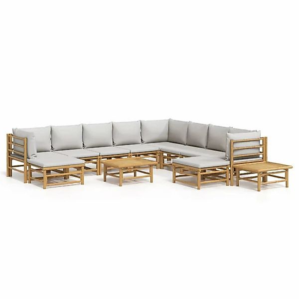 vidaXL Gartenlounge-Set 12-tlg. Garten-Lounge-Set mit Hellgrauen günstig online kaufen