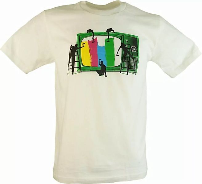 Guru-Shop T-Shirt Fun Retro Art T-Shirt - Sendepause weiß alternative Bekle günstig online kaufen