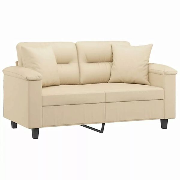 vidaXL Sofa 2-Sitzer-Sofa mit Kissen Creme 120 cm Mikrofasergewebe günstig online kaufen