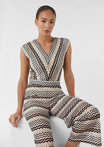 Comma Overall Jumpsuit aus Zick-Zack-Ajour mit V-Ausschnitt günstig online kaufen