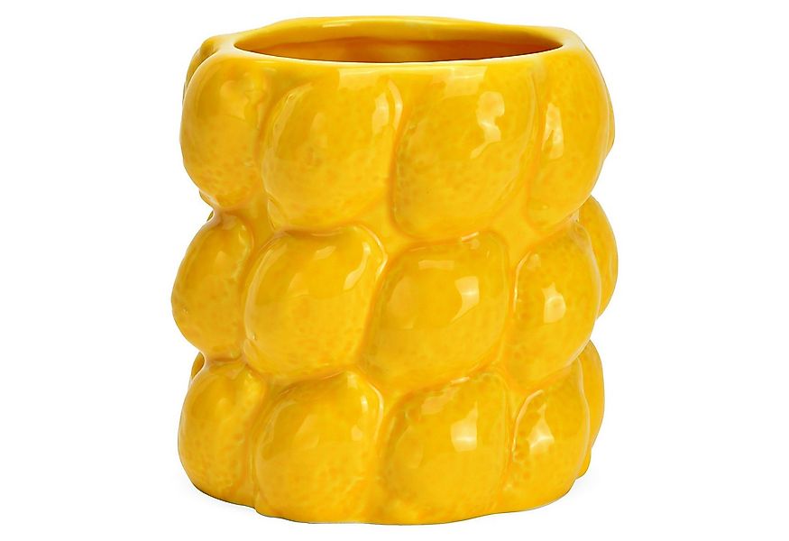 matches21 HOME & HOBBY Dekovase Blumenvase in Gelb mit Zitronen 3D Muster i günstig online kaufen
