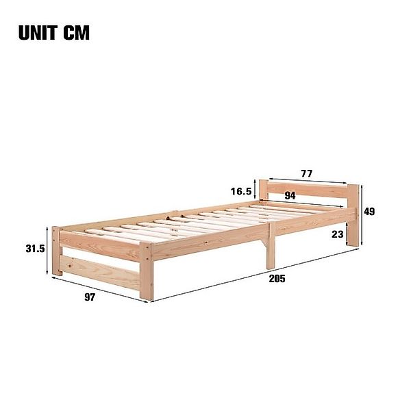 Flieks Futonbett, Einzelbett Massivholzbett mit Kopfteil und Lattenrost günstig online kaufen
