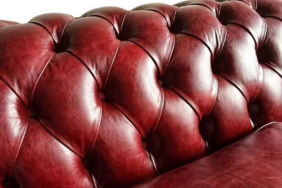Xlmoebel Chesterfield-Sofa Bordeaux 3-Sitzer Chesterfield Leder Sofa Garnit günstig online kaufen