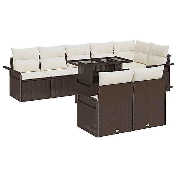 vidaXL Garten-Sofa-Set mit Kissen 9-Tlg Braun Poly Rattan 3348304 günstig online kaufen
