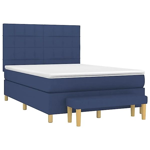 vidaXL Boxspringbett mit Matratze Blau 140x200 cm Stoff 3137163 günstig online kaufen