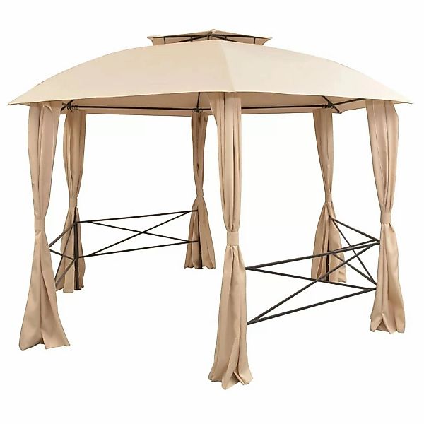 Gartenpavillon Mit Vorhängen Hexagonal 360x265 Cm günstig online kaufen