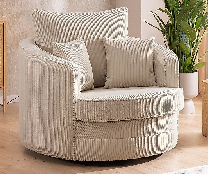 S-Style Möbel Drehsessel Ted Love Seat XXL 360 Grad drehbar aus Cord-Stoff, günstig online kaufen