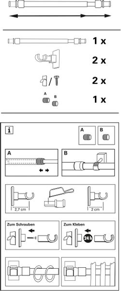 GARDINIA Scheibenstange "Cafehausstange Metall" Ø 12 mm 1 läufig-läufig aus günstig online kaufen