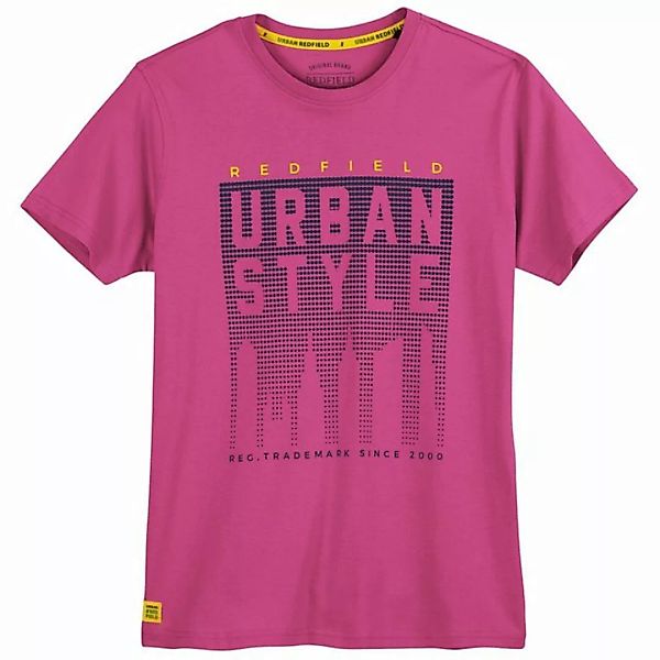 redfield Rundhalsshirt Große Größen Herren T-Shirt fuchsia Print Urban Styl günstig online kaufen